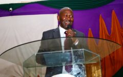 Vice Chancellor Prof. Peter Mwita addresses fourth-year teacher trainees during the opening of the Competency-Based Education (CBE) training at Kaimosi Friends University.